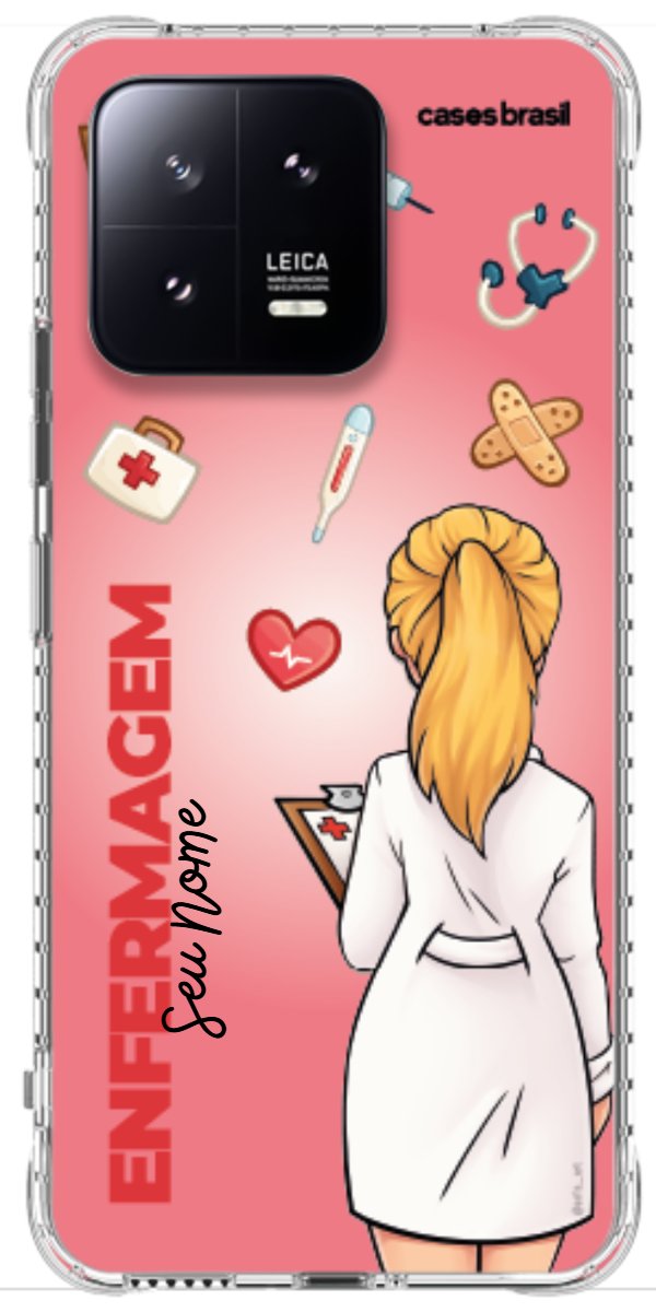 Capinha para celular Enfermagem - Boneca Profissão Com Fundo