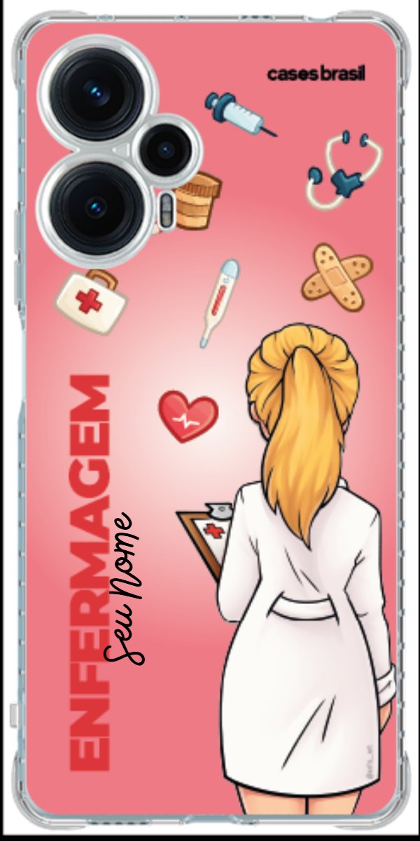 Capinha para celular Enfermagem - Boneca Profissão Com Fundo