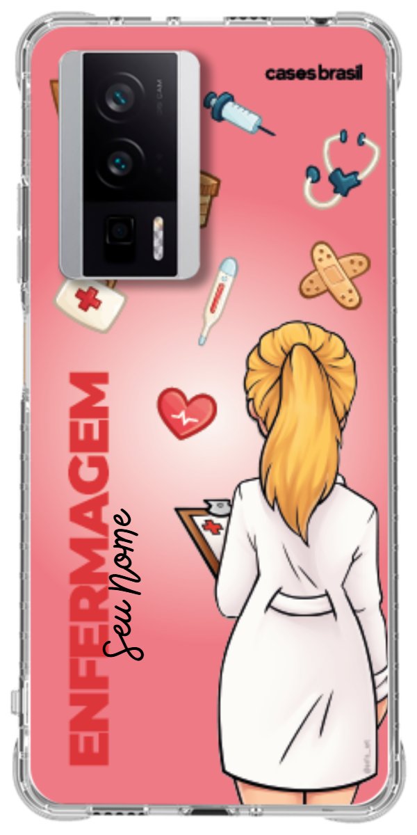 Capinha para celular Enfermagem - Boneca Profissão Com Fundo