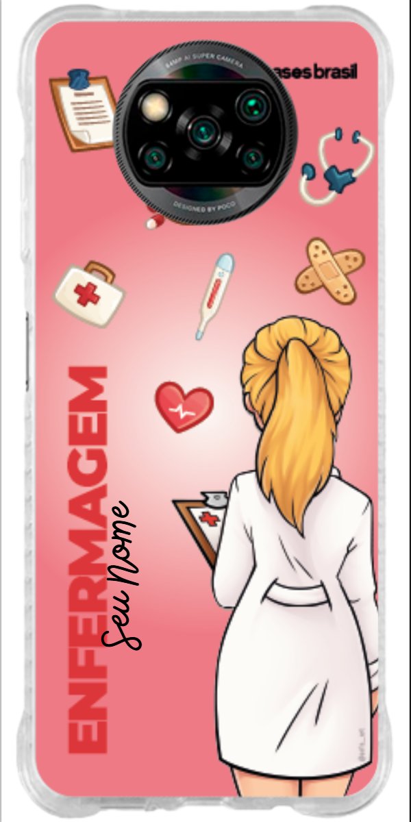 Capinha para celular Enfermagem - Boneca Profissão Com Fundo