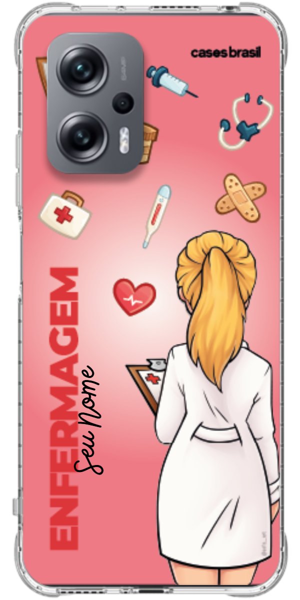 Capinha para celular Enfermagem - Boneca Profissão Com Fundo