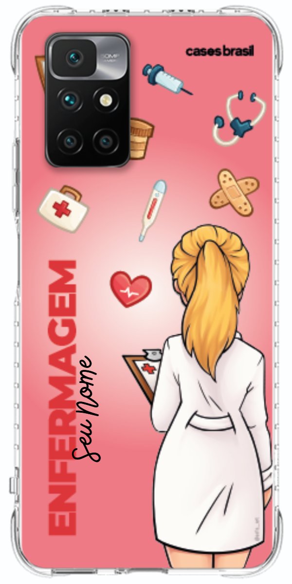 Capinha para celular Enfermagem - Boneca Profissão Com Fundo