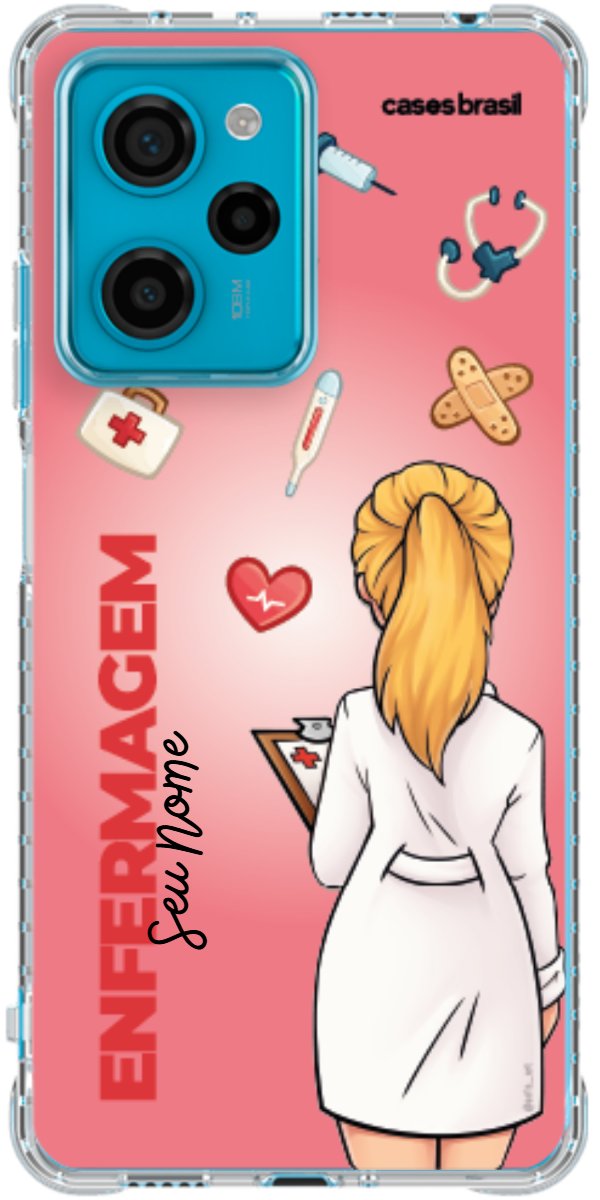 Capinha para celular Enfermagem - Boneca Profissão Com Fundo