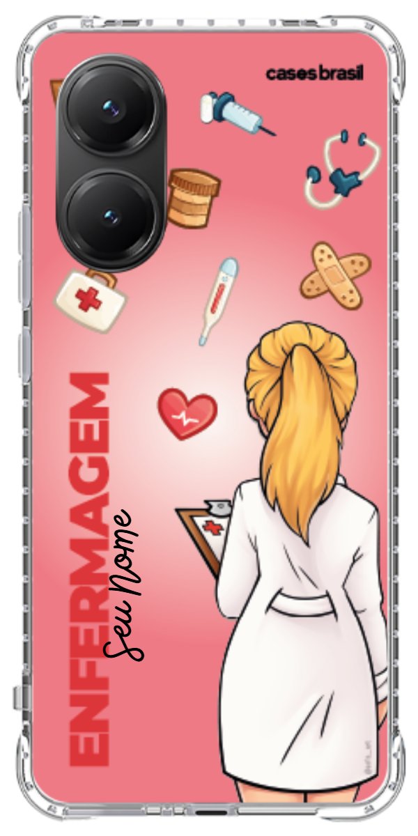 Capinha para celular Enfermagem - Boneca Profissão Com Fundo