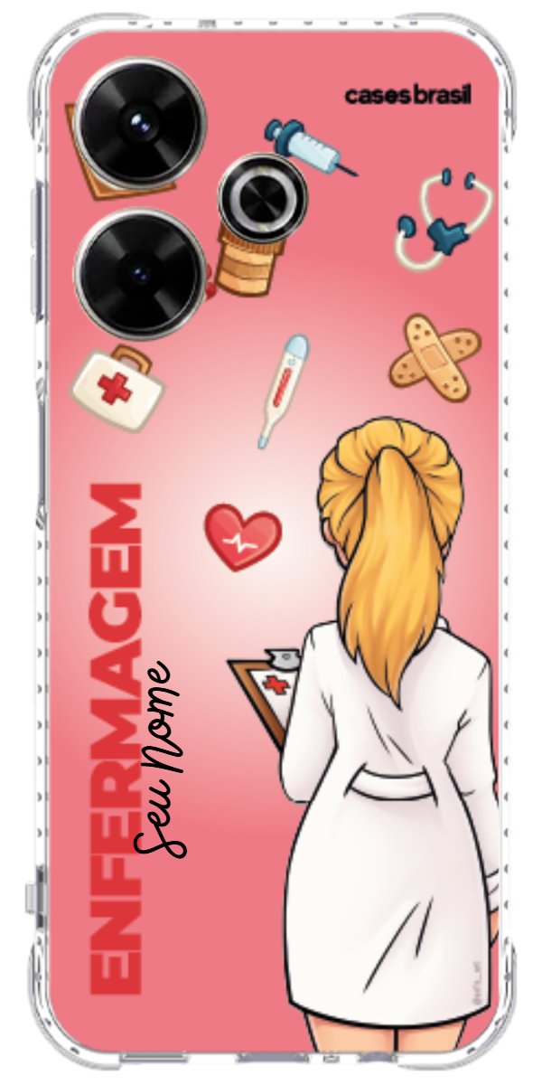 Capinha para celular Enfermagem - Boneca Profissão Com Fundo