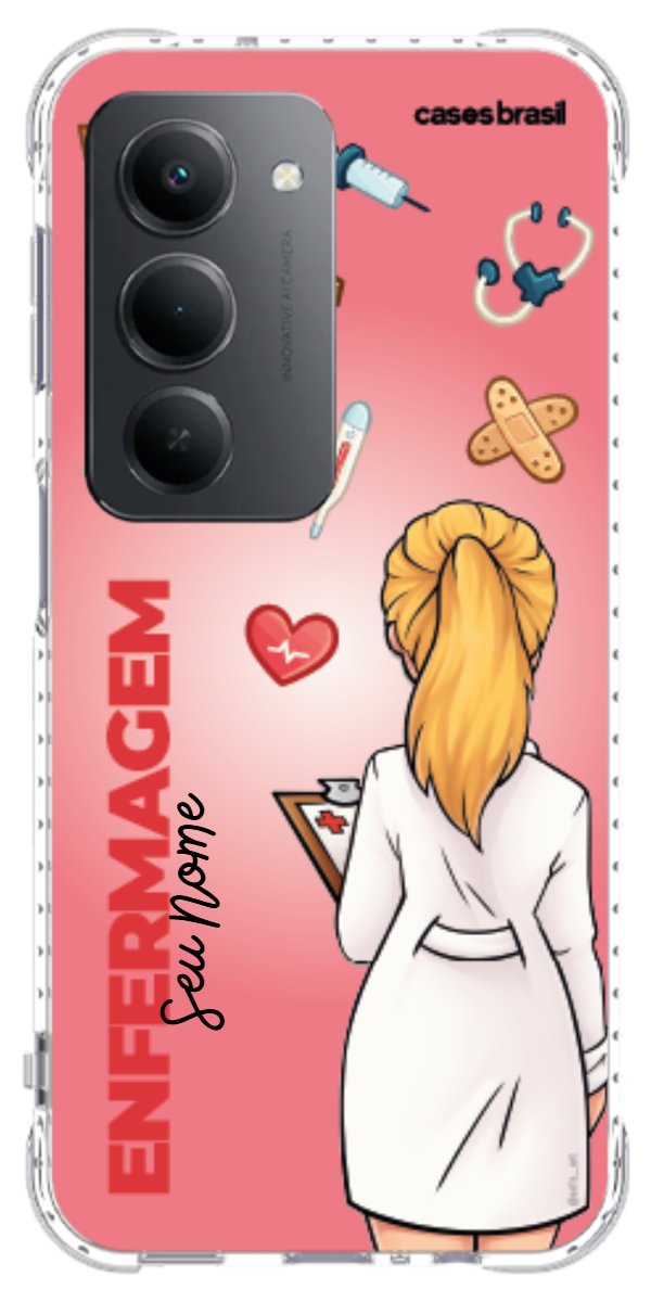 Capinha para celular Enfermagem - Boneca Profissão Com Fundo