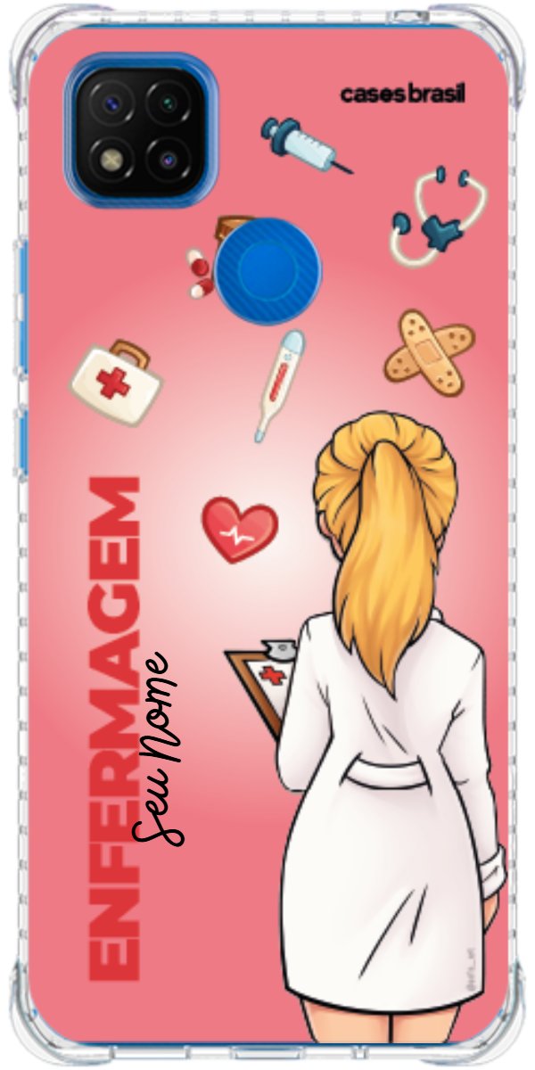 Capinha para celular Enfermagem - Boneca Profissão Com Fundo