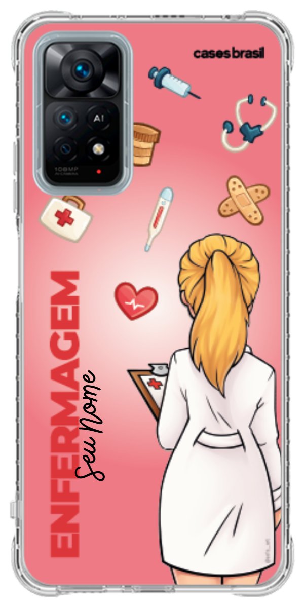 Capinha para celular Enfermagem - Boneca Profissão Com Fundo