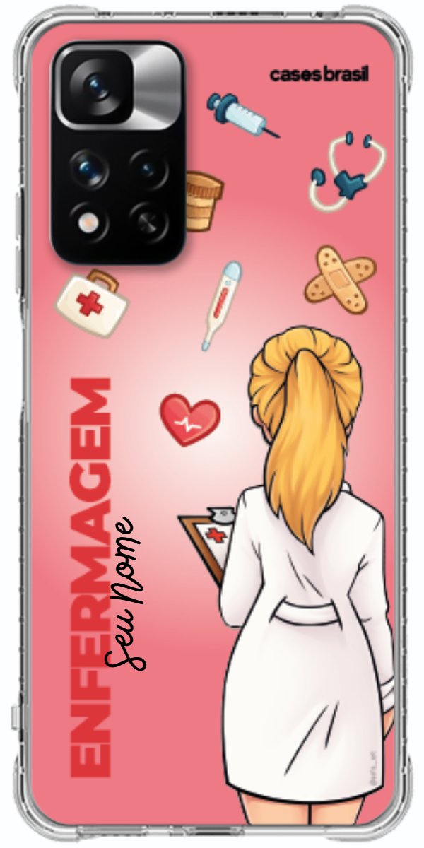 Capinha para celular Enfermagem - Boneca Profissão Com Fundo