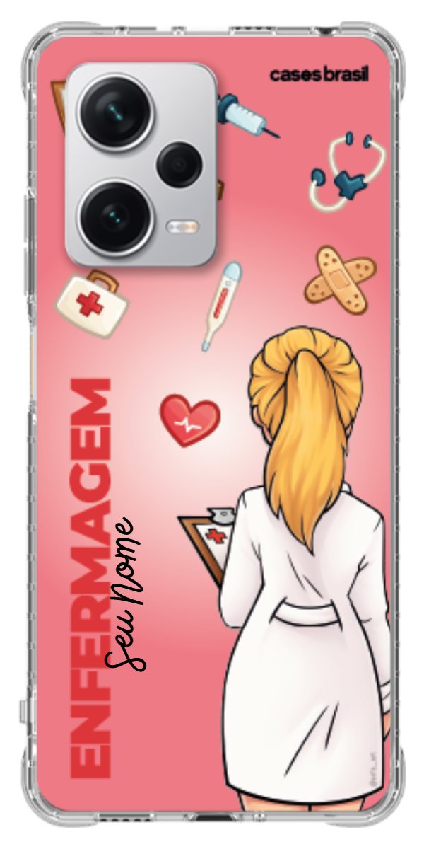 Capinha para celular Enfermagem - Boneca Profissão Com Fundo