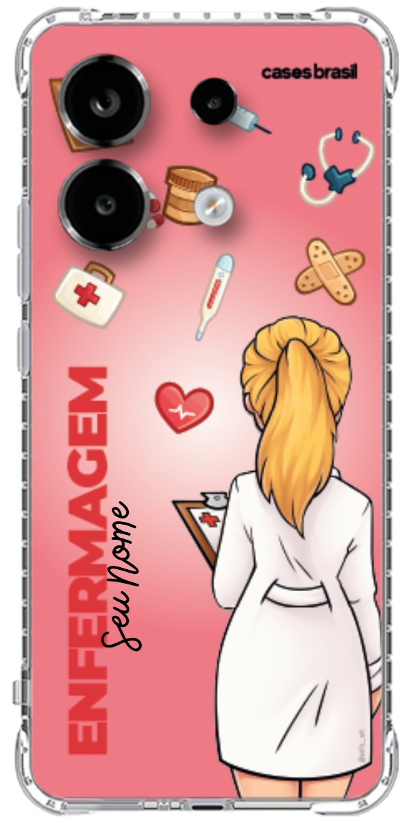 Capinha para celular Enfermagem - Boneca Profissão Com Fundo