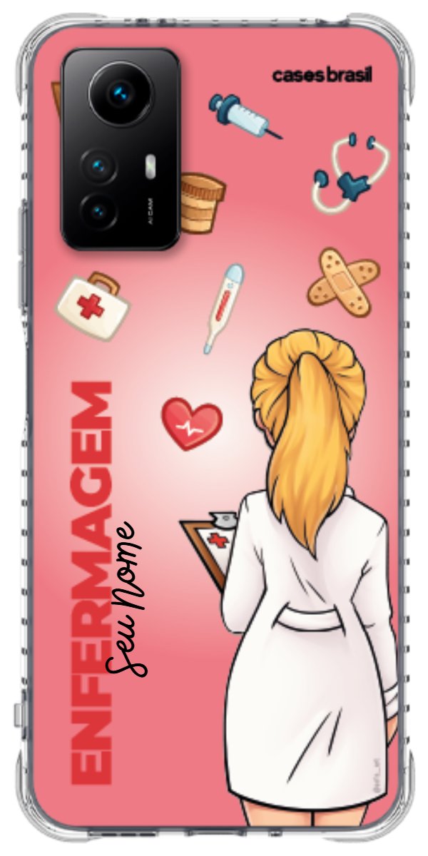 Capinha para celular Enfermagem - Boneca Profissão Com Fundo