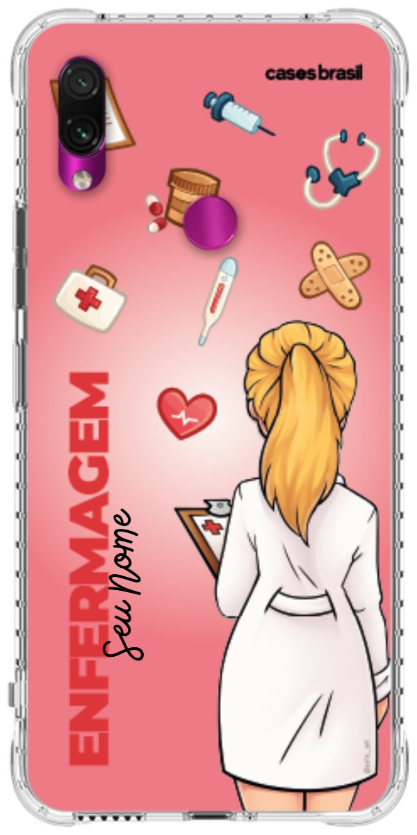 Capinha para celular Enfermagem - Boneca Profissão Com Fundo
