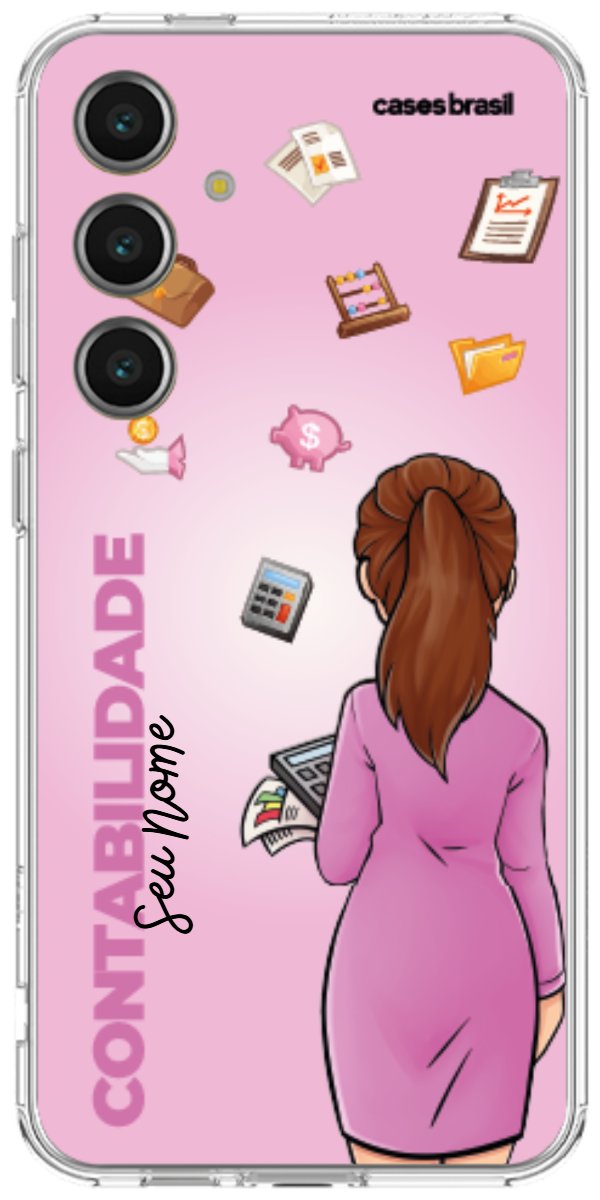 Capinha para Celular Contabilidade - Boneca Profissão Com Fundo